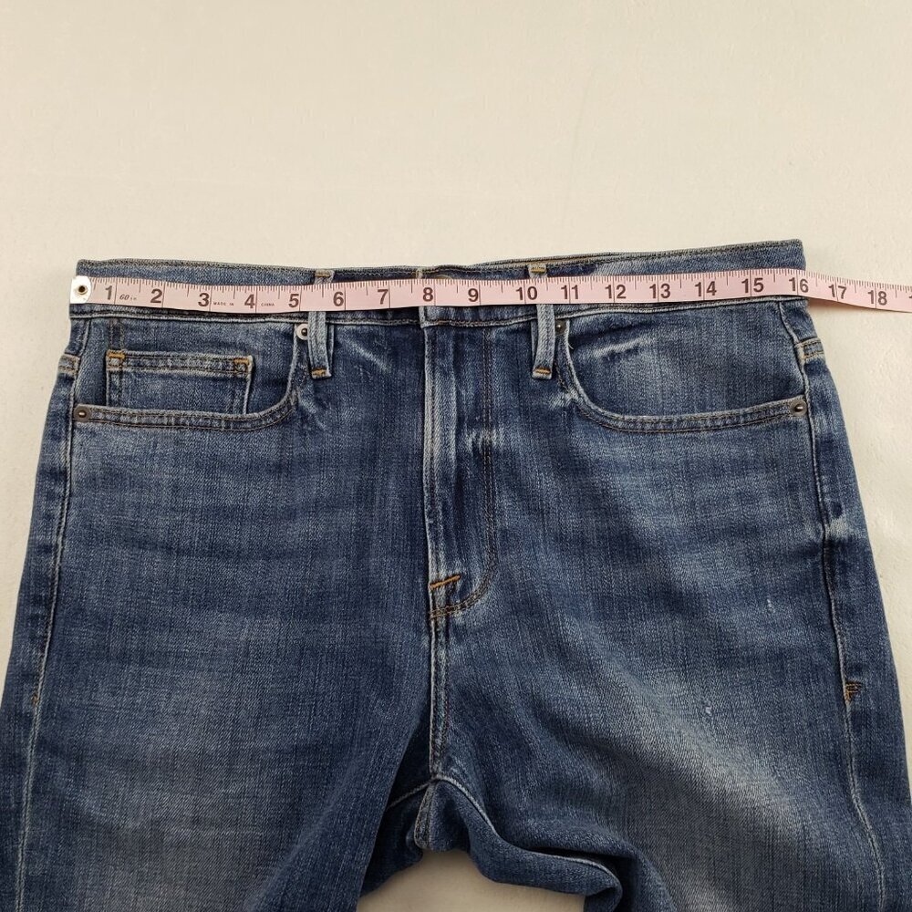Frame Le Beau Straight Jean Womens 28 Blue Medium Wash Distress Ankle High Rise - Picture 9 of 11